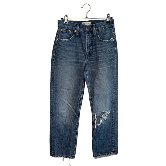 Madewell Classic Straight Jeans Distressed Medium Wash 24 - Picture 1 of 8